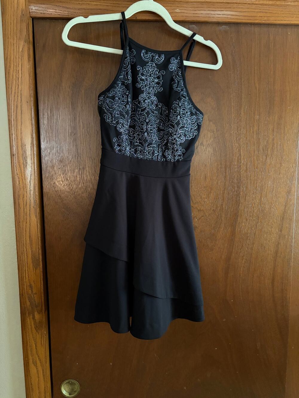 Speechless NWT Black Glitter Lace Fit & Flare Party Dress Size 3 Junior